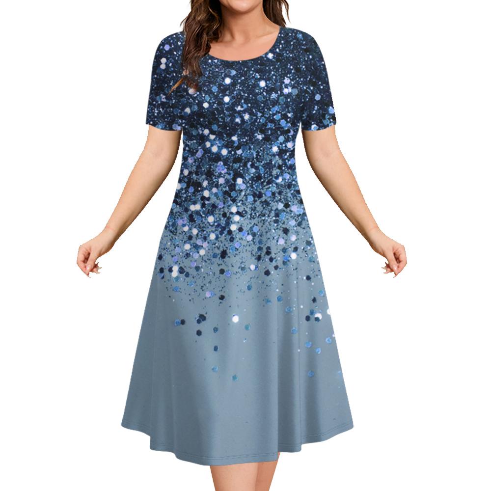 Модные элегантные женские платья Женское вечернее платье Цветной столкновительный пуловер с круглым вырезом Оверсайз Повседневная одежда А-силуэта Тренд 2024