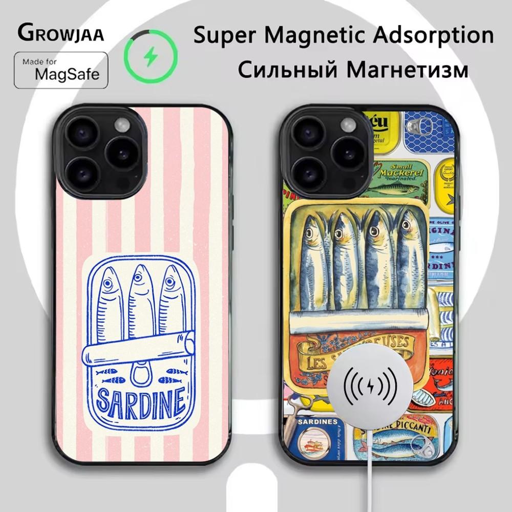 Sardines Canned Phone Case For iPhone 16e,16,15,14,13,12,11,Plus,Pro,Max,Mini Magsafe Magnetic Wireless Charging