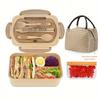 Набор ланч-боксов бенто с сумкой для переноски: Отделения, пригодные для микроволновой печи, прямоугольный дизайн для взрослых, школьные и офисные принадлежности.
