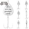 Letters Engraved Fishhook Pendant Key Holder Keyring Keychain Fathers Day Gift