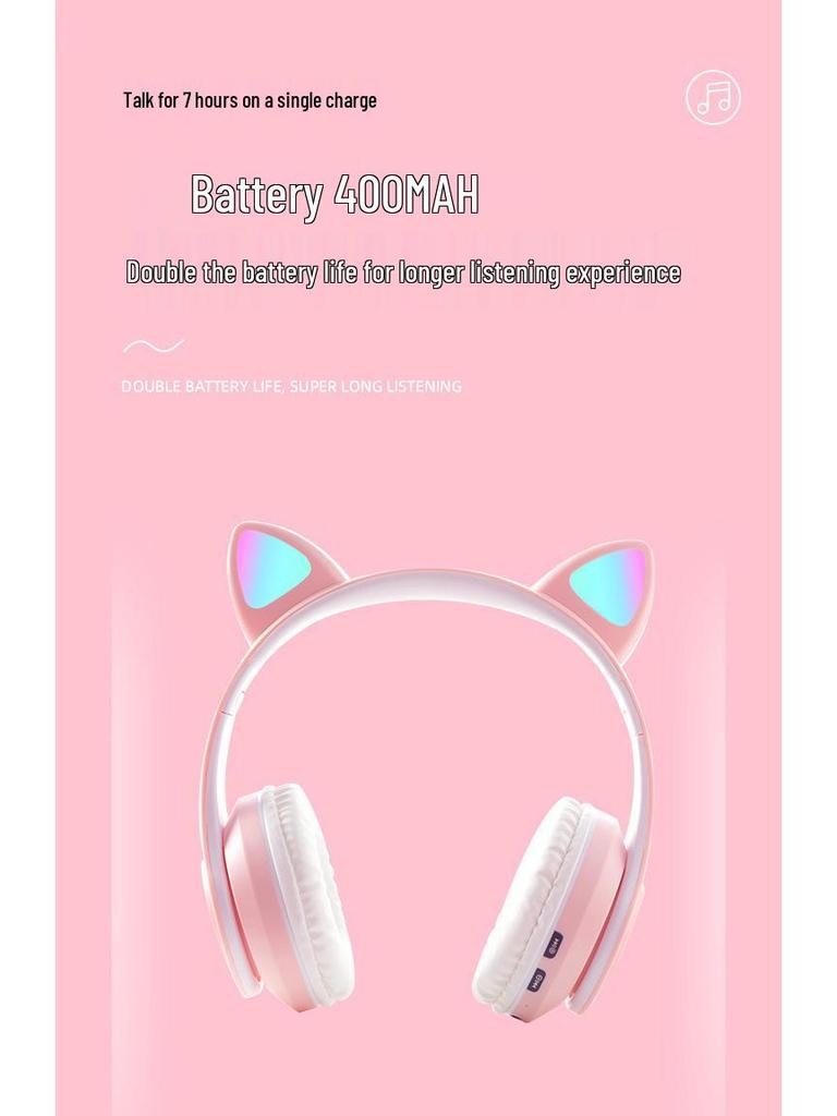 Светящаяся беспроводная Bluetooth-гарнитура с ушками кошки B39A