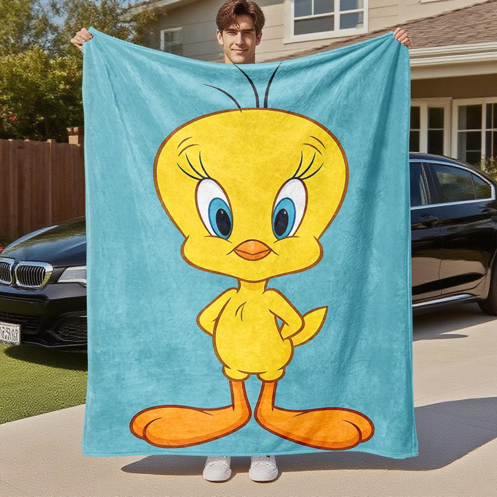 1 шт. мультяшная птица желтая уличный плед - плед-покрывало, мягкий, фланелевый плед, для гостиной, путешествий, кемпинга - 1102121