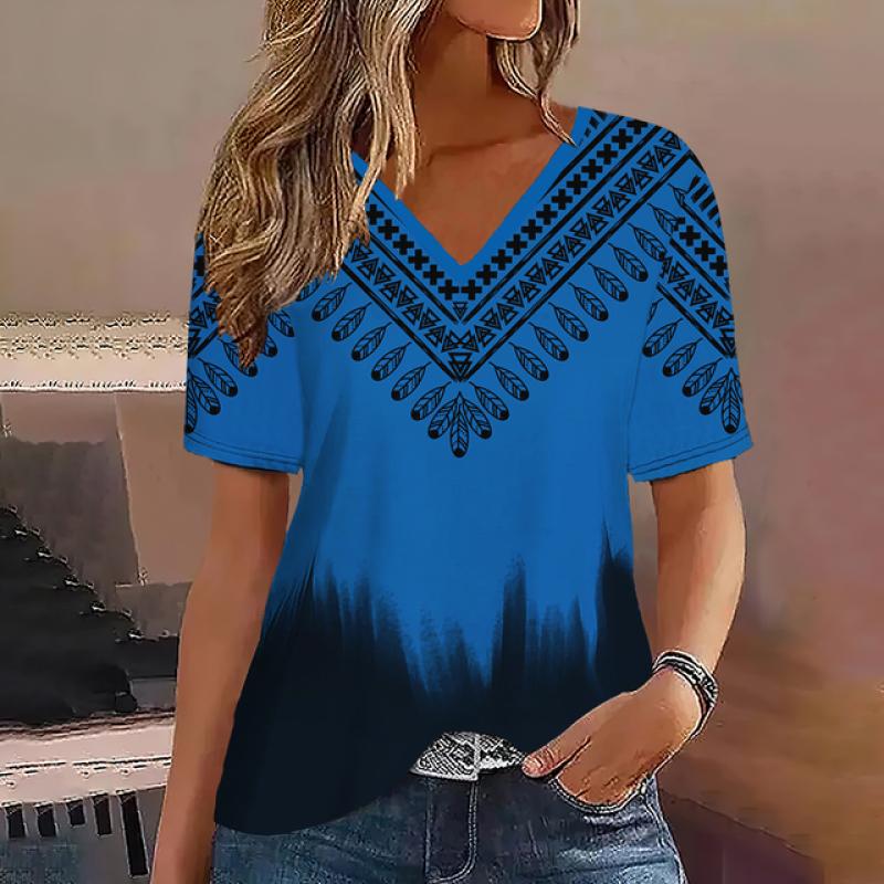 Модная женская футболка в полоску с принтом градиента и V-образным вырезом с короткими рукавами, базовые топы, уличная одежда, летняя одежда больших размеров, женские футболки