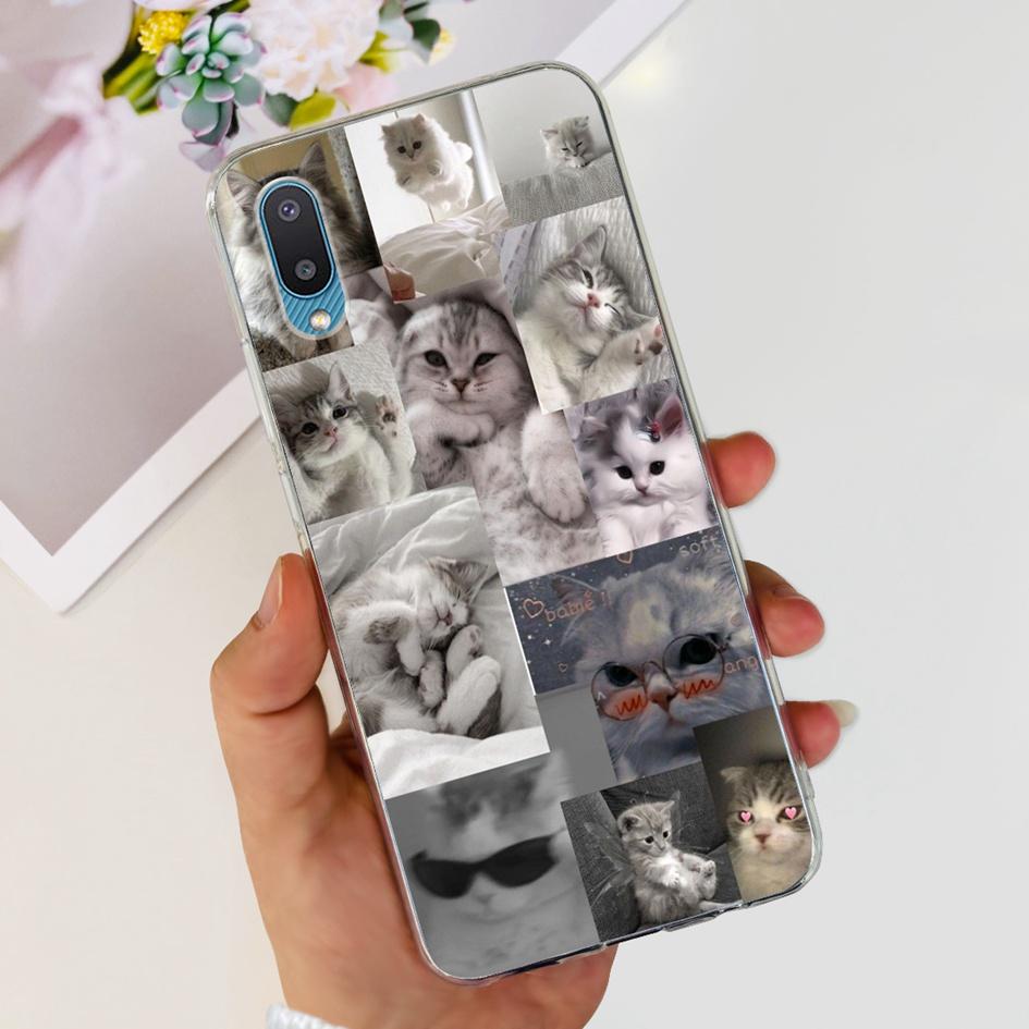For Samsung Galaxy A02 Case M02 Phone Cover Fashion Flower Clear Silicone Soft Funda on Samsung A02 GalaxyA02 SM-A022F Protector