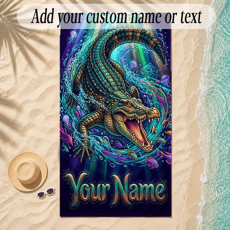 Mermaid Theme Soft Beach Towel Personalized Custom Name Text Towel Portable for Beach Pool Travel