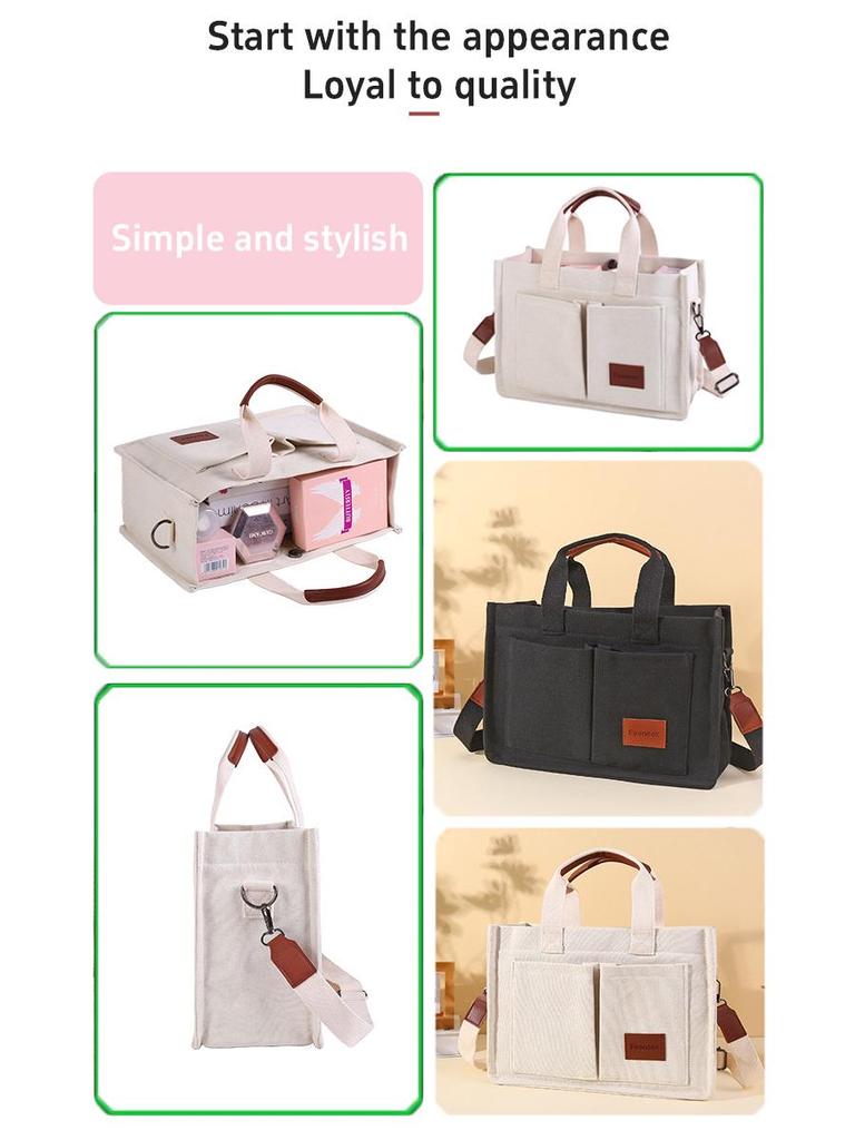 Женская ретро холщовая сумка - Большая вместимость, многослойная, на плечо и через плечо