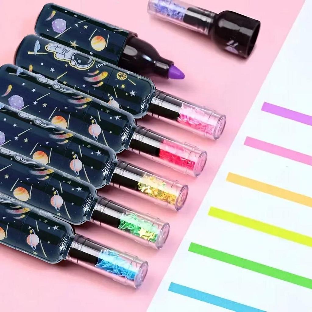 6 шт. Милая планета винная бутылка мини флуоресцентный маркер маркер ручка, инструмент для рисования и письма, офисный школьный сезон