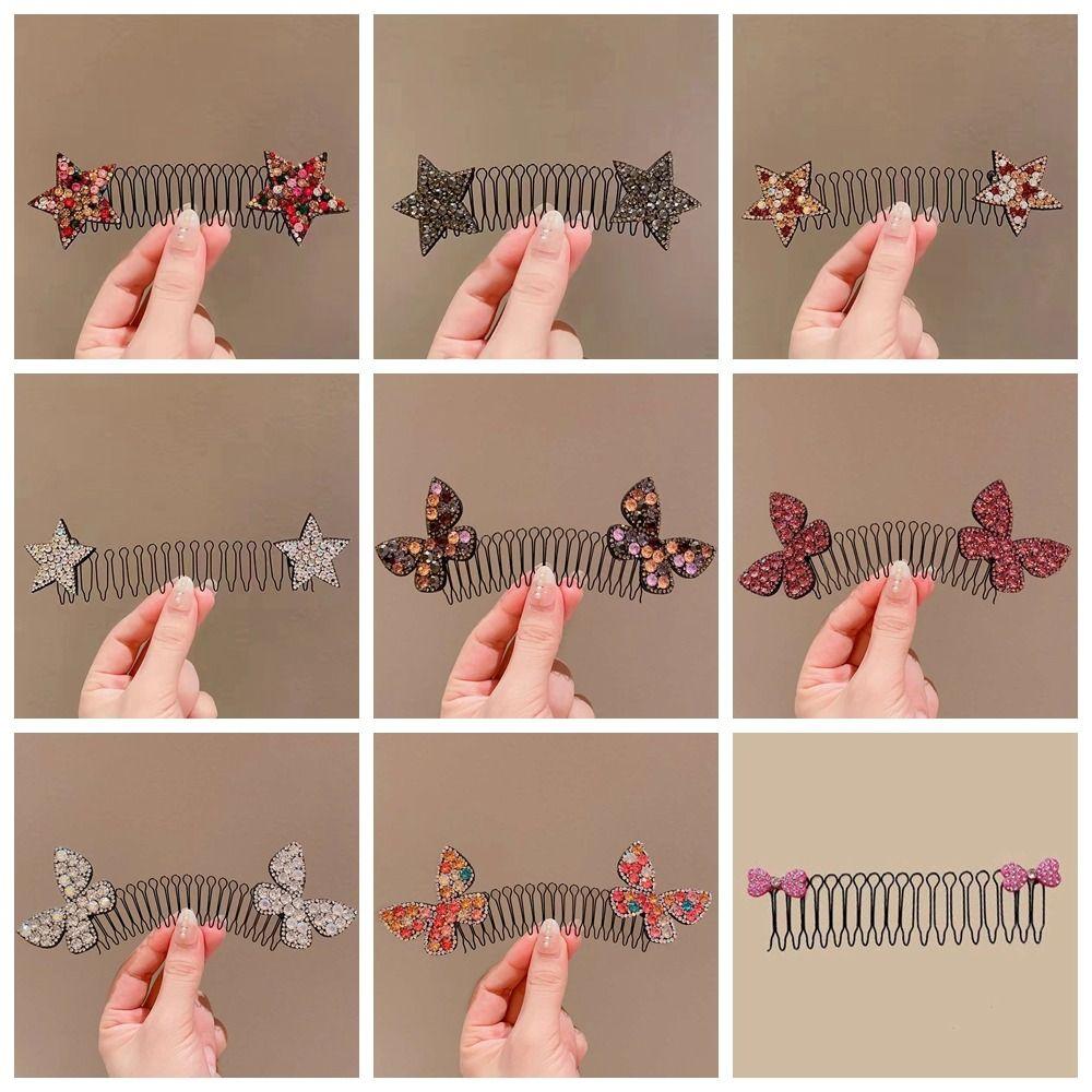 Rhinestone U Shape Hair Styling Comb Star Spring Hair Comb Fashion Fixed Combs Girls
