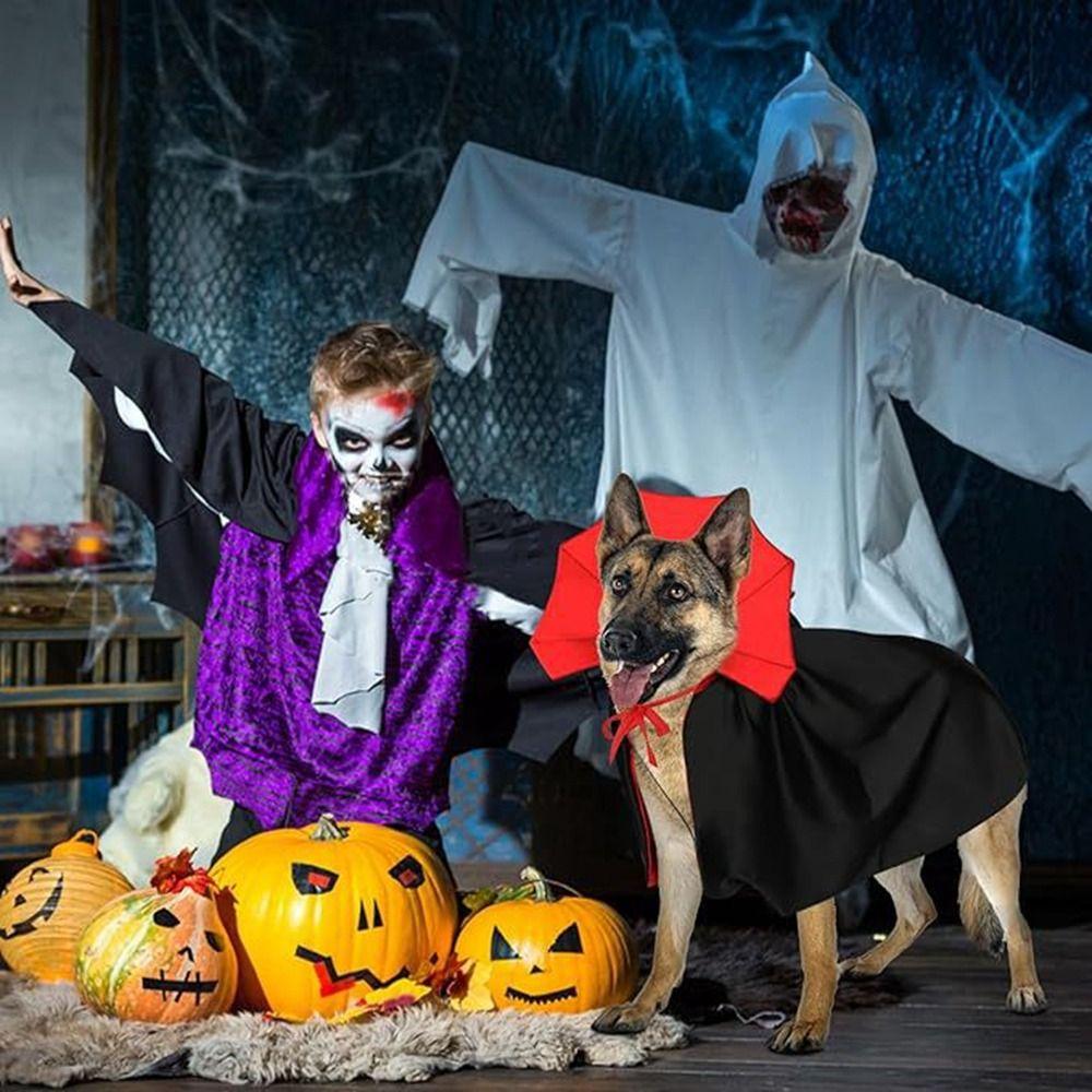 Stand-Collar Halloween Pet Cape Adjustable Dogs Wizard Outfit Cool Pet Cosplay Costume Puppy