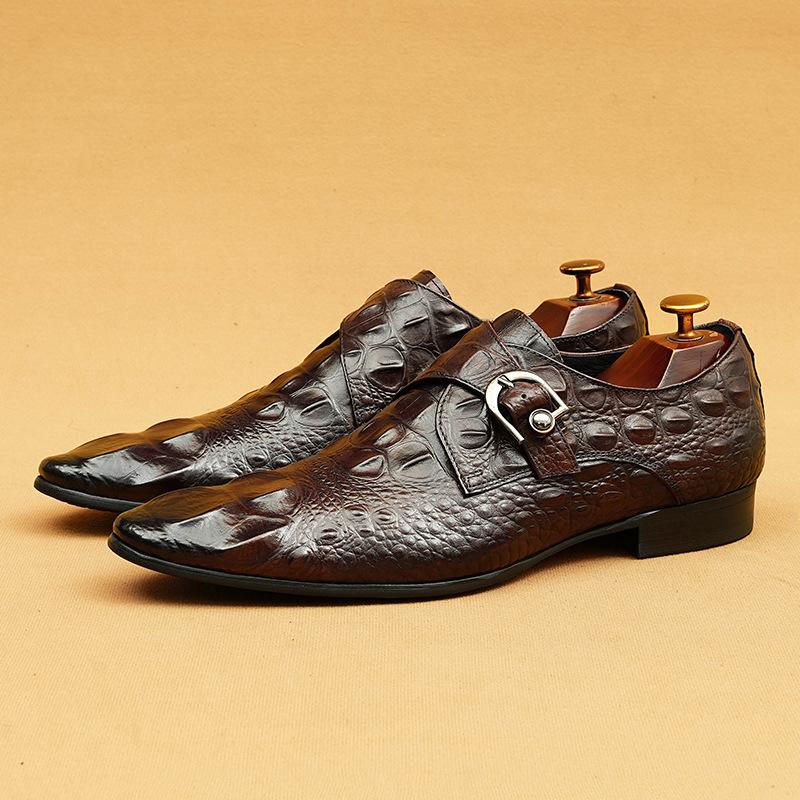 Pinduoduo Source Men'S Leather Shoes Crocodile Pattern Men'S Shoes British Dress Leather Shoes Genuine Leather Business Shoes