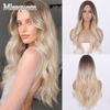 Длинный волнистый парик из синтетического волокна, светлый платиновый блонд с омбре, длинные волнистые средние части, натуральные волосы, парики для косплея для женщин