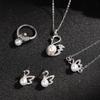Luxury Little Swan Pearl Set: Necklace, Earrings, Bracelet, Ring - Women's Fashion Commuting Jewelry Four-Piece Set