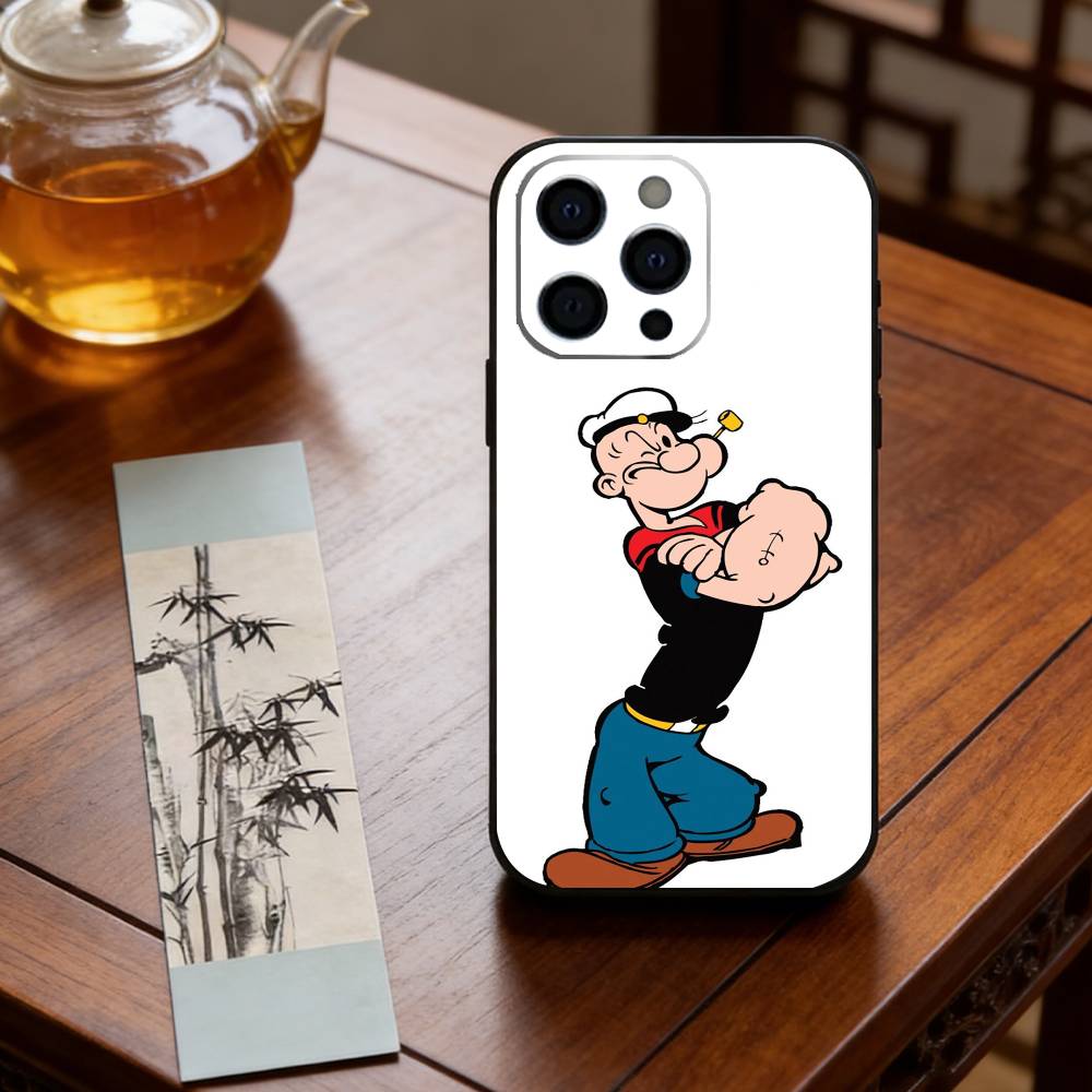 C-Cute cartoon P-Popeye Phone Case For iPhone 17, 16,15,14,13,12,11 Plus,Pro Max, Others Soft Black Cover