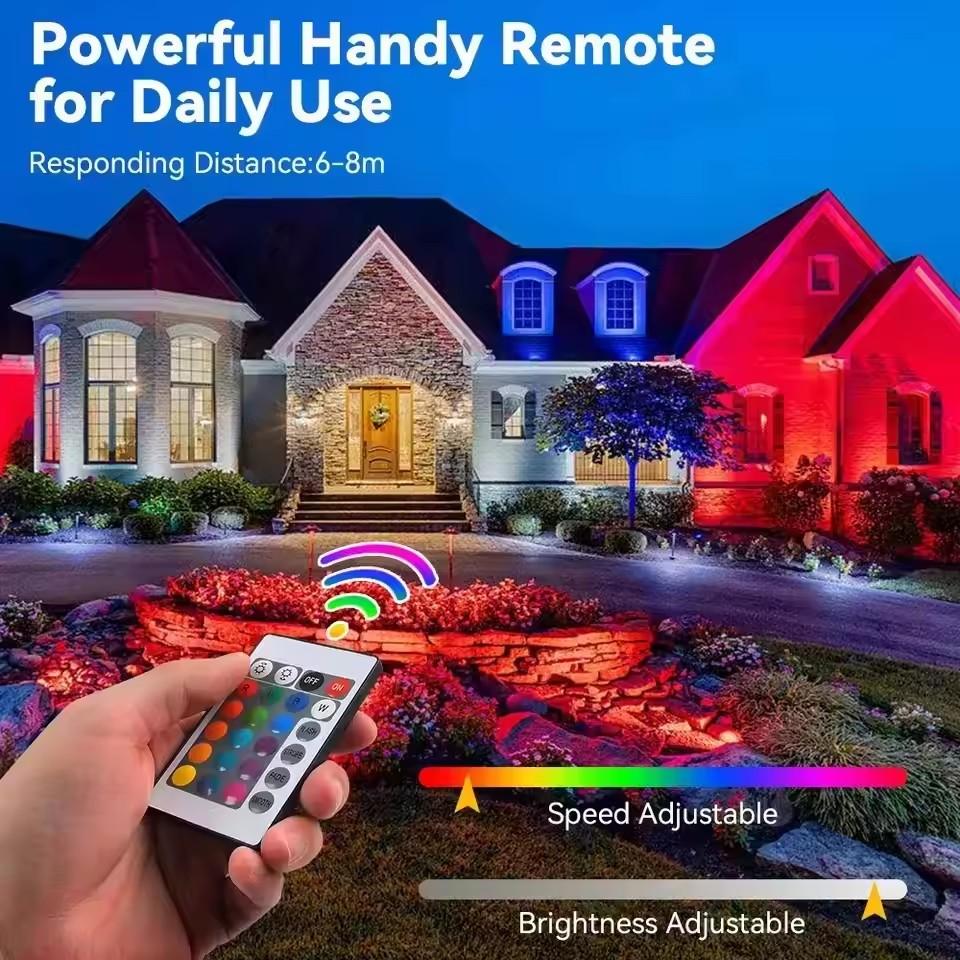RGB Flood Light Outdoor Waterproof Led Floodlight RGB Reflector Spotlight Lamps with Remote Control for Garden Decor Lighting
