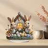 Easter Egg Bunny Ornament 2D Flat Acrylic Decoration Cartoon Rabbit Colored Egg