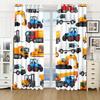 2 Panel Cartoon Toy Excavator Toy Car Printed Curtains for Children Boys Girls Bedroom Window Blinds Grommet Top Cortiinas