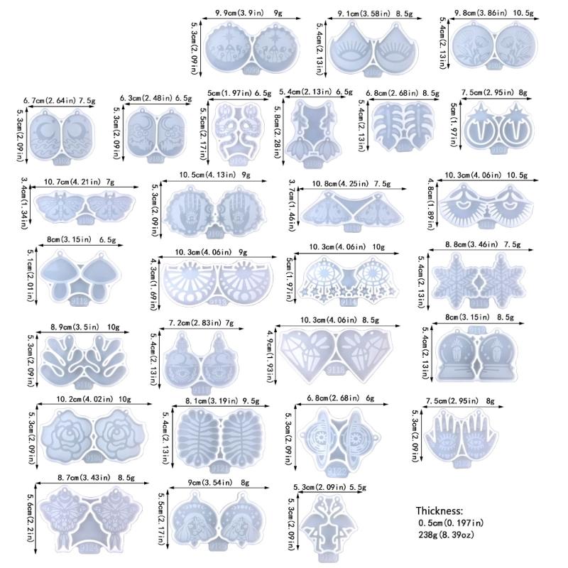 28 Pcs Multiple Styles Geometry Earrings Silicone Molds Suitable for Epoxy Diy Crafts Ornament Pendant Keychain Making