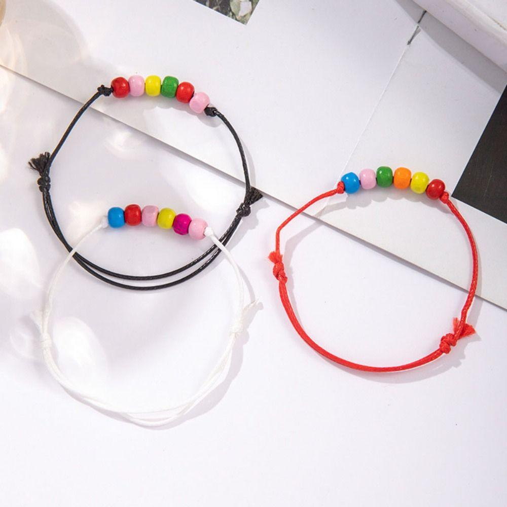 3 шт./набор Бохо Радужный Браслет из бусин Сердце Любви Дружба Плетеный Веревочный Парный Браслет Пара