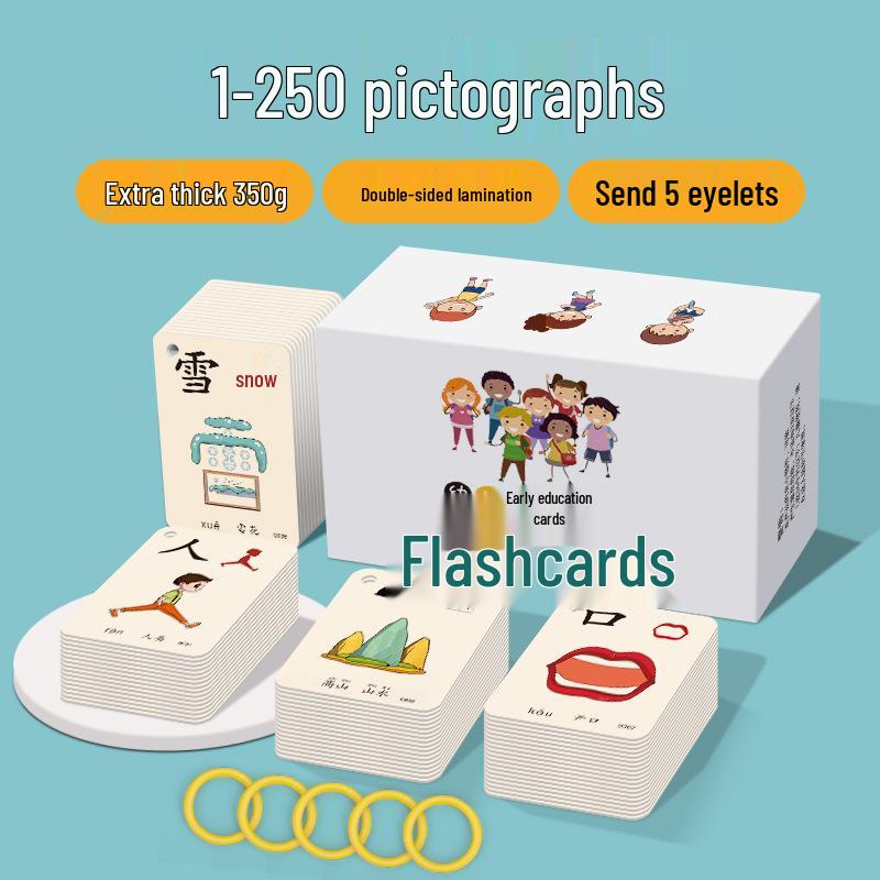 Kindergarten Literacy Cards: 3000 Words - Baby Word Recognition Chart & Pictographic Reading for Chinese Characters