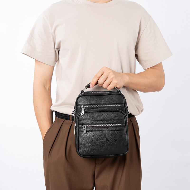 Genuine Leather Men's Crossbody Bag Large Capacity Business Casual Men's Stylish Multi-functional Outdoor Shoulder Bag
