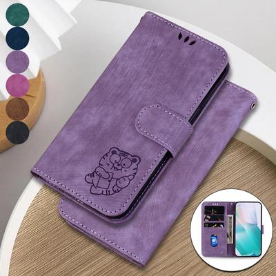 Чехол из кожи тигра в стиле ретро для Motorola G35 G55 G85 G34 G04 G84 G54 G14 E13 с подставкой, отделениями для карт, чехлом-книжкой для Motorola Edge 50