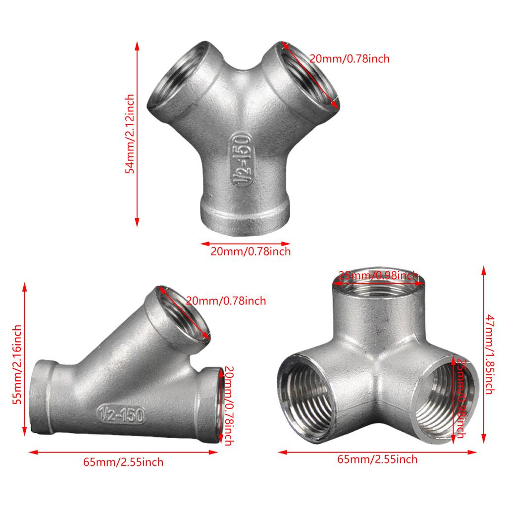 Трубопроводная арматура из нержавеющей стали Тройники Y-образной формы Косые отводы 45 градусов для газовых и водных систем, кухни, сада, ирригации