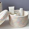 Скандинавские плетеные корзины для хранения из хлопковой веревки, органайзеры с крышками, настольная корзина для мелочей, хранение мелочей, ключей, ручек, косметики