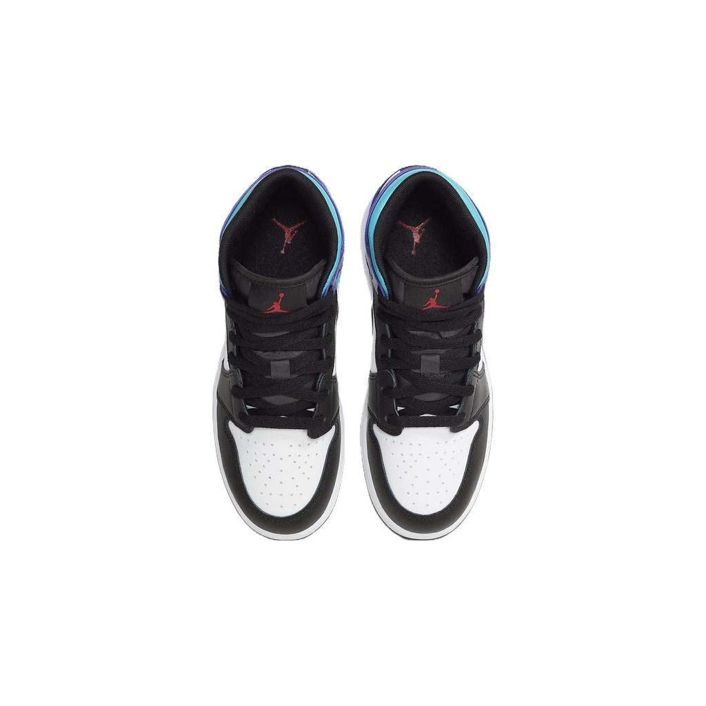 Air Jordan 1 Mid GS Aqua Kids Sneakers White Court-Purple Tropical-Twist DQ8423-154