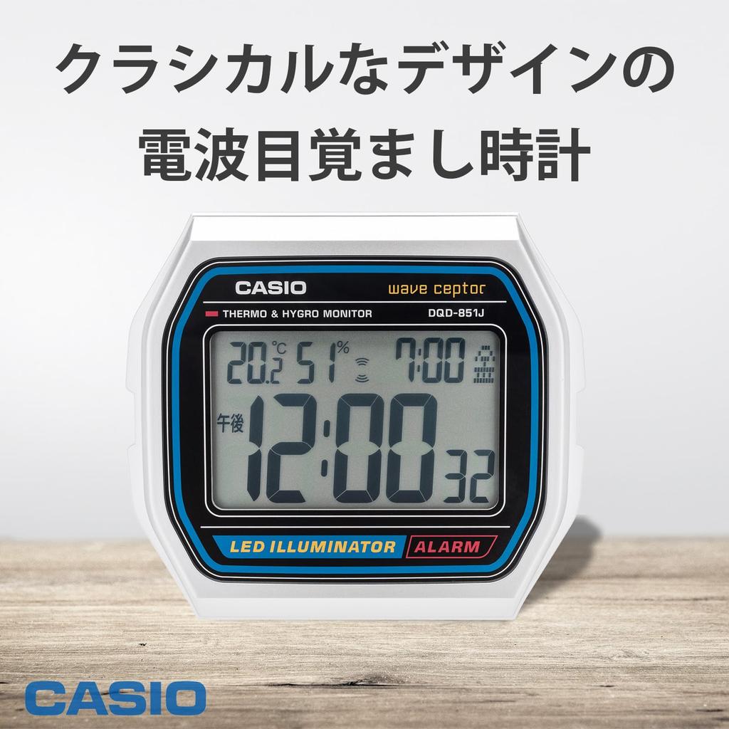 Casio Радиоуправляемый Будильник DQD-851J-8JF Температура Влажность Дата День Неделя Подсветка Серебристый
