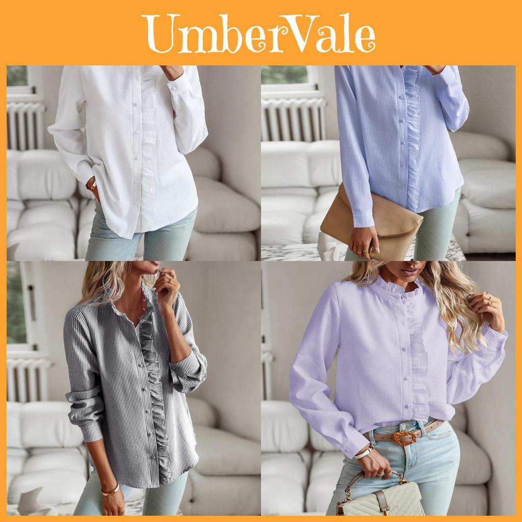 Womens Long Sleeve Shirt With Cotton Polyester Blend For Office Work In Autumn Winter