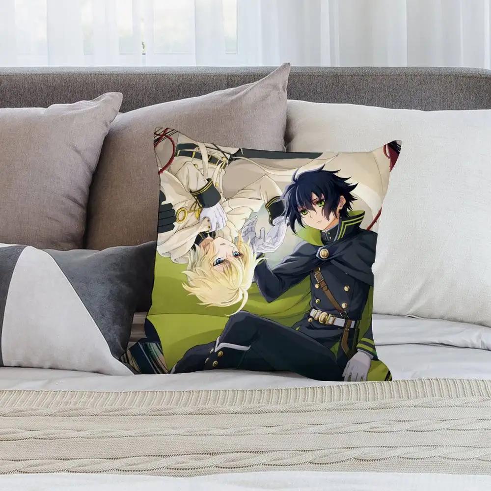 Аниме O-Owari No Seraph Наволочка Короткий Плюш Двусторонний Принт Квадратные Подушки-Пледы Декор для Дивана Домашние Подушки