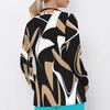 Women Plus Size Striped Printed Nurse Scrub Top V Neck Long Sleeve With Front Pockets