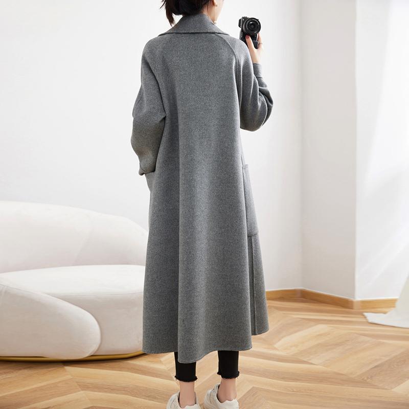 Женское пальто из 100% шерсти TIDENOVEL Осеннее шерстяное длинное пальто Ручной работы Пальто-бушлат Зимняя теплая шерстяная длинная куртка Пальто