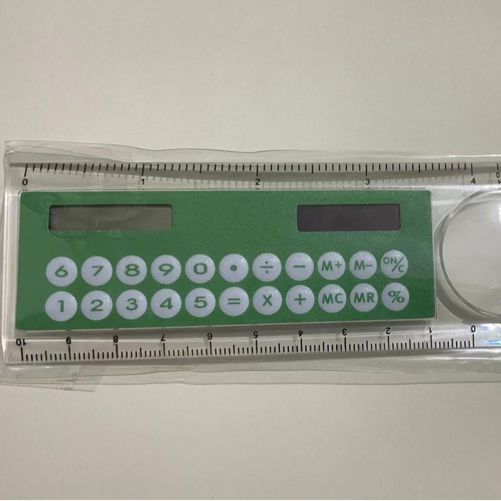 Мини Ультратонкая Линейка с Солнечным Калькулятором и Лупой - Многофункциональные Школьные и Офисные Принадлежности, Прочный Пластик, Идеально для Студентов