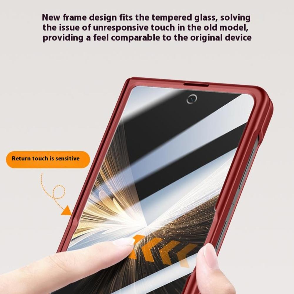 Для Honor Magic V5 5G Магнитный чехол Жесткий ПК Чехол для телефона с HD Закаленным стеклом, Подставка для объектива