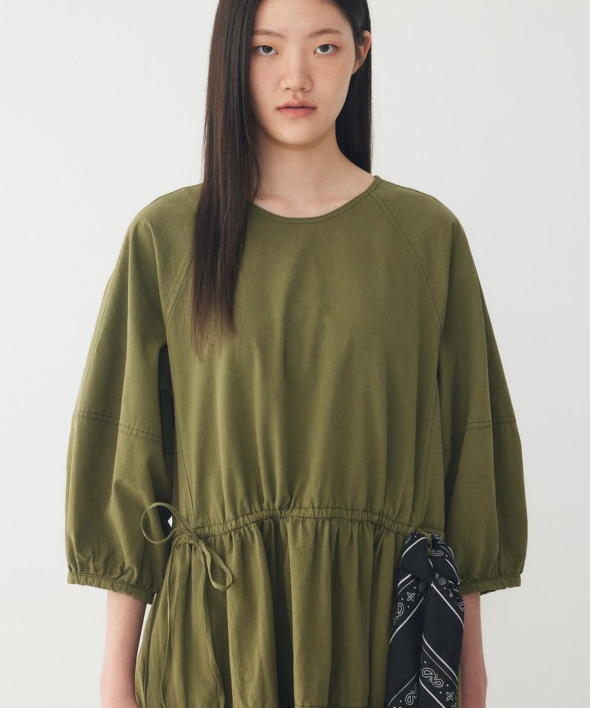 STUDIO TOMBOY 3/4 Sleeve Waist String Dress_Khaki 9106241201