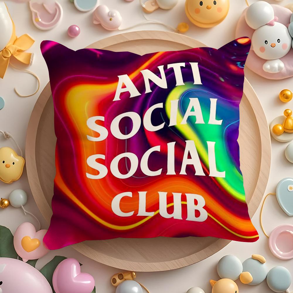 A-Anti Social Social Club Наволочка Плюшевая Ткань Мягкая Двусторонняя Печать Чехол для Подушки на Диван Стойкая к Выцветанию Домашний Декор Подарок