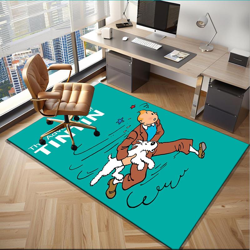 1PC The Adventures of Tintin Print rug suitable for office chair areas living rooms and computer desks perfect for home offices and an ideal holiday g