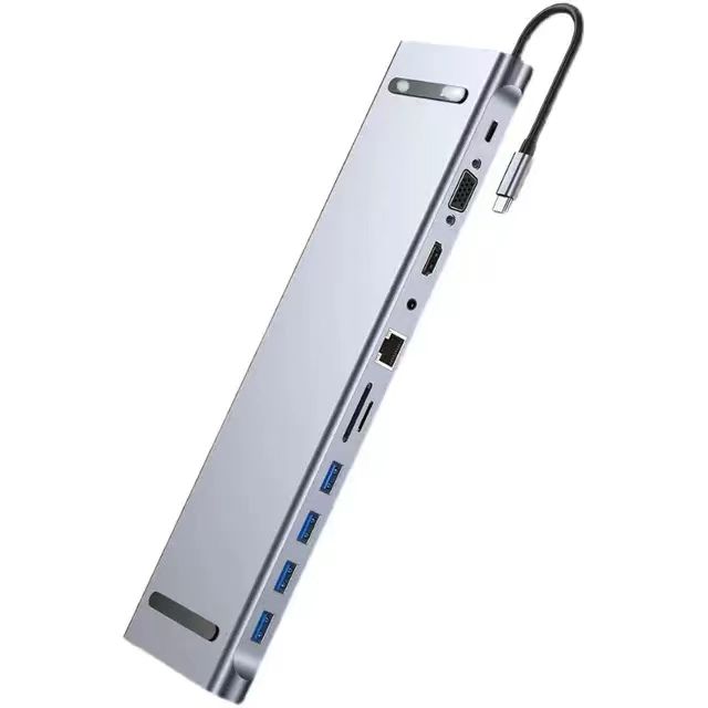 Многофункциональный USB-C хаб 11-в-1, совместимый по протоколу Type C, для использования с ноутбуком