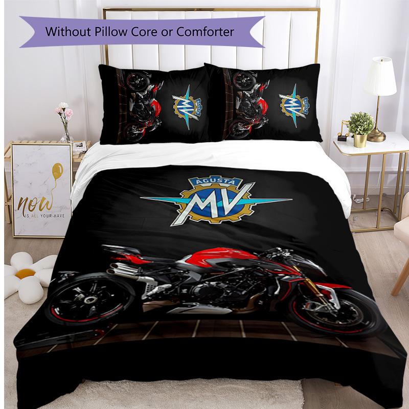 Mv Agusta Printed 3PCS Bedding Set Soft Breathable Duvet Cover Pillowcases Set Washable Bedroom Decor Home Gift