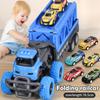 Deformable Rail Car Ejection Folding Big Truck Toys for Kids Container Transporter Playset Children Gift
