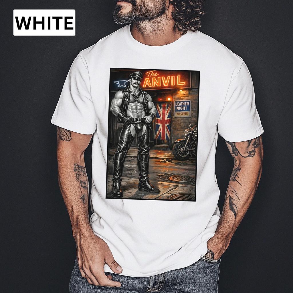 The Anvil T-shirt Gay Leather Shirt Queer Biker Tee Vintage Leatherman Top Retro Pride Graphic Tom Of Finland Style