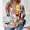 Spring and Autumn Round Neck Cartoon Animal Pattern 3D Printed Top Fashionable Casual Long Sleeved Women's T-shirts