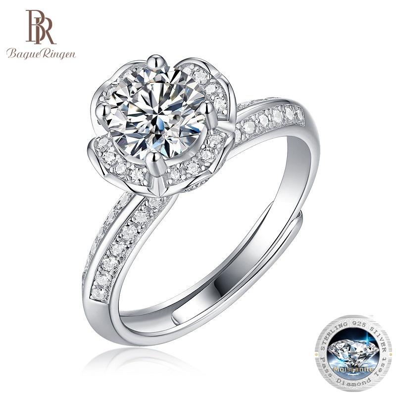 Bague Ringen S925 Серебряный набор 1 карат из муассанита в цветочном стиле, женская мода, подарок, кольцо для жизни, ювелирные изделия