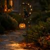 Decorative Lawn Stakes for Halloween Solar Garden Stake Light, Metal Black Cat & Pumpkin Moon Waterproof Powered Lights Decorations Patio Yard Pathway