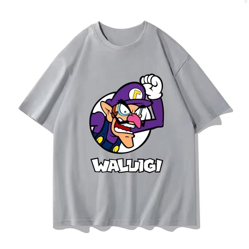 Super Mario Waluigi T-shirt Men and Women Summer Cotton Y2K Clothing Fashion Breathable Anime Fans Gothic Cotton Oversized T-shirts