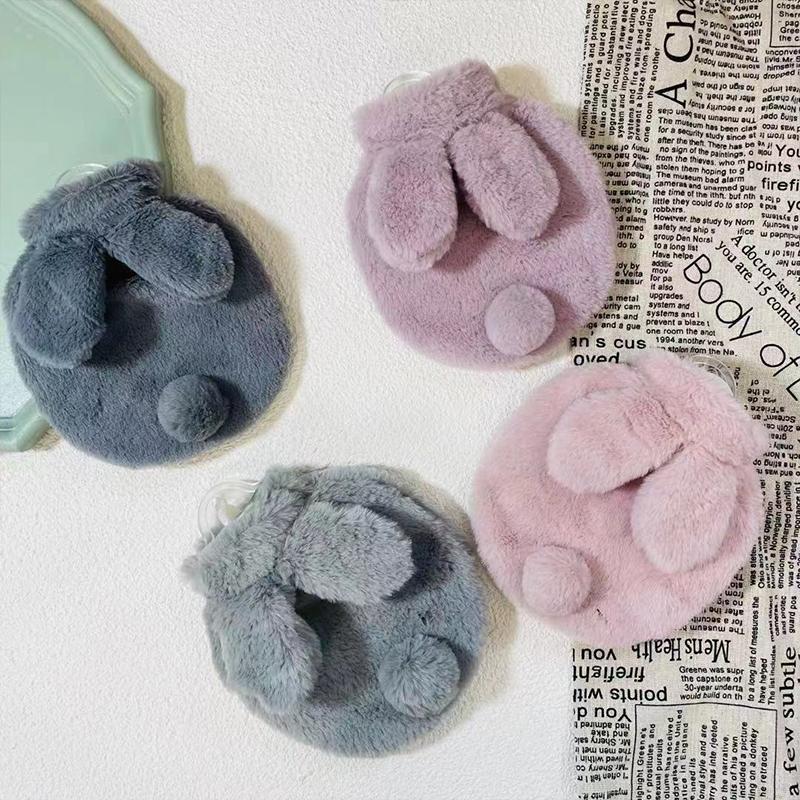Rabbit Fur Hand Warmer Winter Plush Hot Water Bottle Portable Hot Water Bottles for Girls Waist Hand Bed Women's Belly Warmer