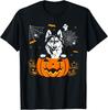 Сибирский хаски Тыква Смешной костюм на Хэллоуин Подарок для любителя собак Унисекс футболка