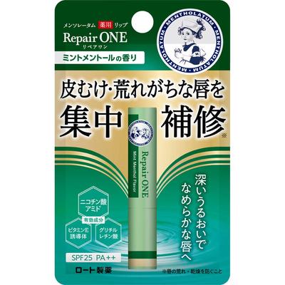 Mentholatum Lip Medicated Lip Repair One Mint Menthol Scent Repair для потрескавшихся губ Витамин E [квази-лекарство] 2,3 г (Интенсивные губы, никотинамид, производное)