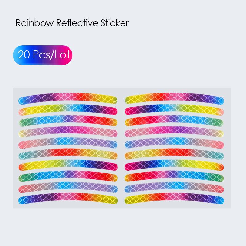 20Pcs/Set Rainbow Reflective Sticker For Bike Wheels Laser Night Glow Sticker For Car Motocycle Night Safety Warning Stickers